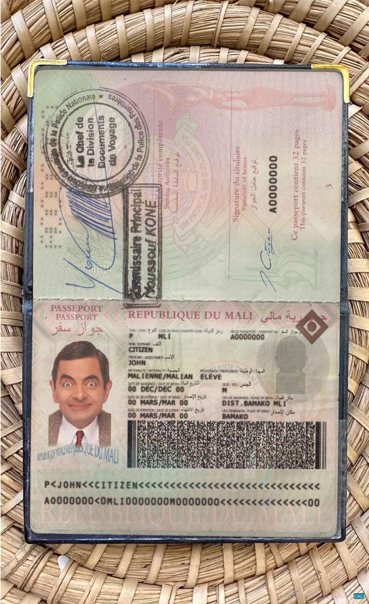 Download Mali passport photo look Photoshop template